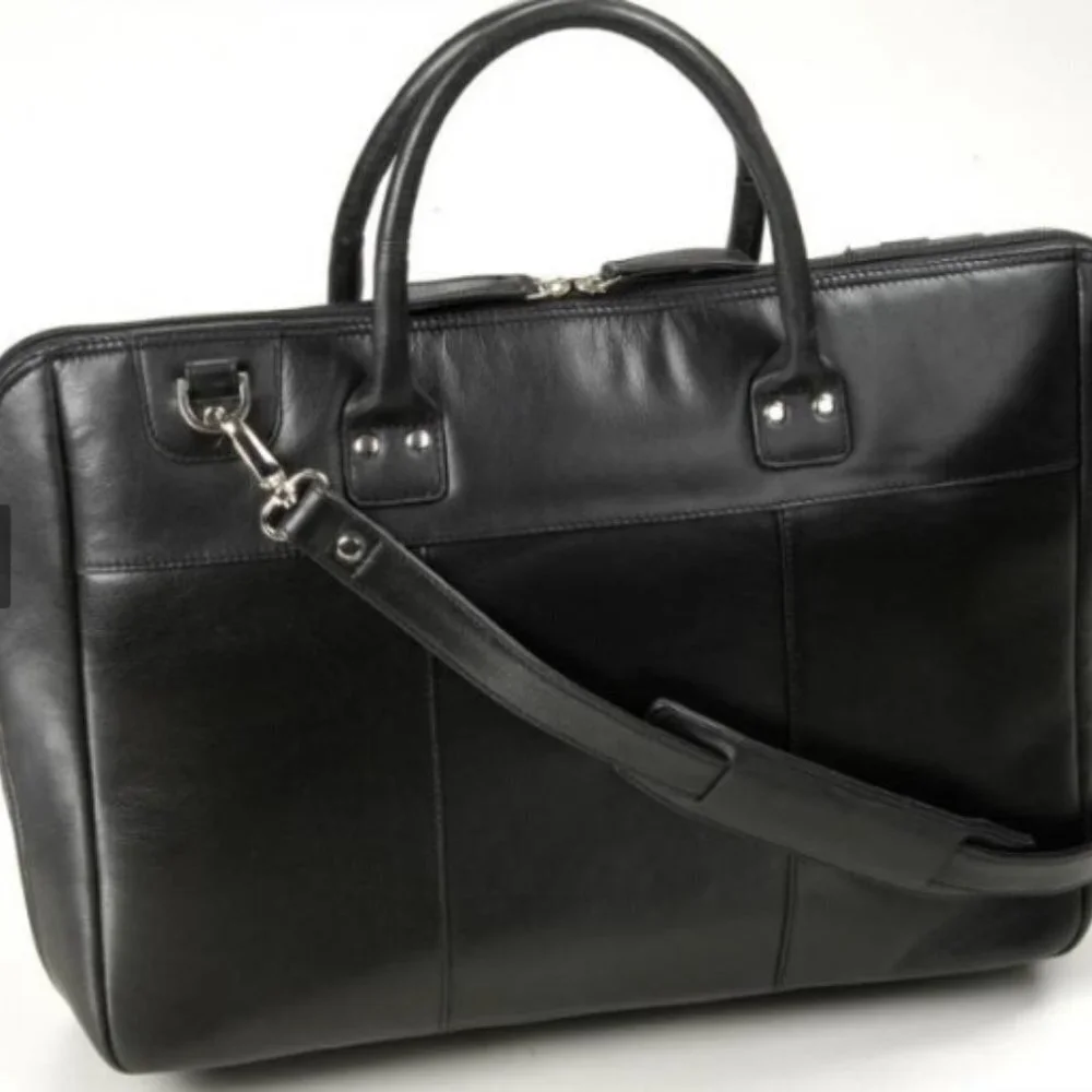 Winn International Slim Leather Laptop Briefcase Style 2455